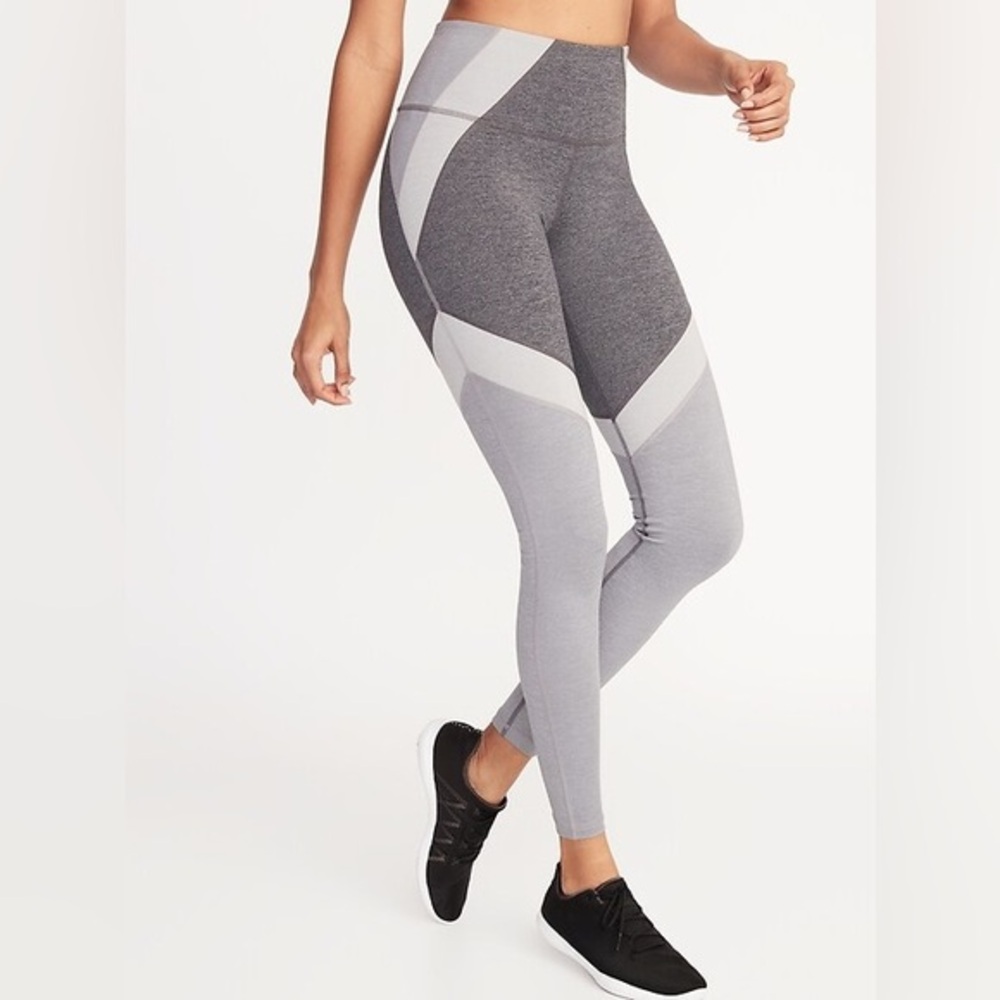 Old Navy High-Waisted Gray Elevate Color-Block Compression Leggings XL